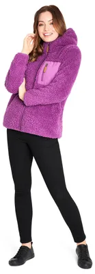 Productafbeelding van Dameshoodie van teddyfleece, zacht en warm, met rits (lila)
