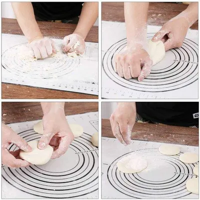 Immagine prodotto di Tappetino da forno in silicone con indicazioni delle misure e tre raschietti multifunzionali