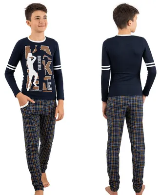 Productafbeelding van Pyjama voor jongens, tweedelig, lange mouwen - basketbalthema - meerkleurig
