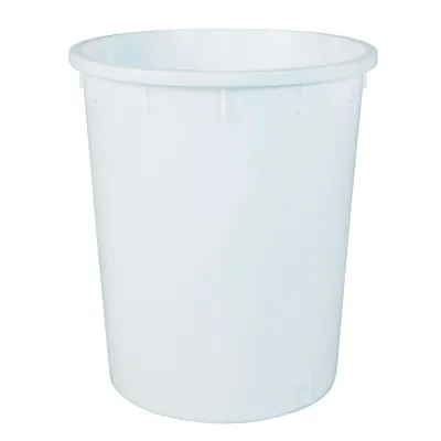 Produktbild von 150 Liter Kunststofftonne, Industriequalität, lebensmittelecht, Außenmaße Ø oben/unten 615/490 mm, H 705 mm, weiß