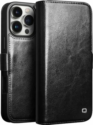 Produktbild von iPhone 16 Pro Hülle - QIALINO Genuine Leather Klapphülle - Echtes Leder - Schwarz