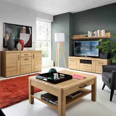 Produktbild von Wohnzimmer Set inkl. Couchtisch CARIATI-129 in Grandson Eiche Nb.