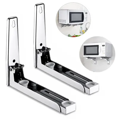 Produktbild von Mikrowellenhalter Wandmontage Edelstahl 304, klappbare Wandhalterung Küche, verstellbares Küchenregal platzsparend für Mikrowelle & Backofen