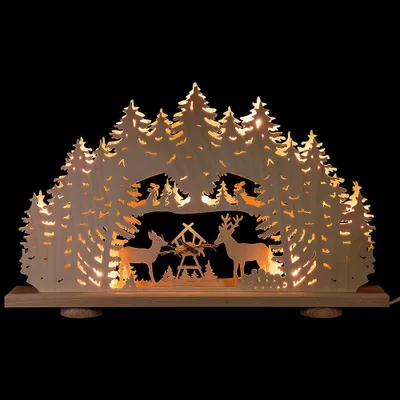 Produktbild von Schwibbogen "Futterkrippe" mit Naturheu (52x32x6cm) von Weigla Holzkunst