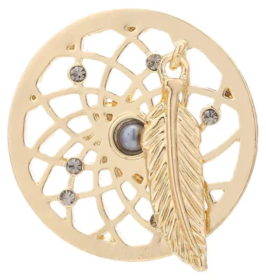 Produktbild von Morella® Damen Coin Traumfänger mit Feder gold 33 mm
