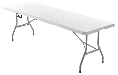 Immagine prodotto di SucceBuy Tavolo pieghevole Buffet Tavolo multiuso portatile 244 cm, tavolo rettangolare in plastica (per 6-8 persone) con maniglia integrata, tavolo da giardino Tavolo da campeggio per eventi, picnic e campeggio, bianco
