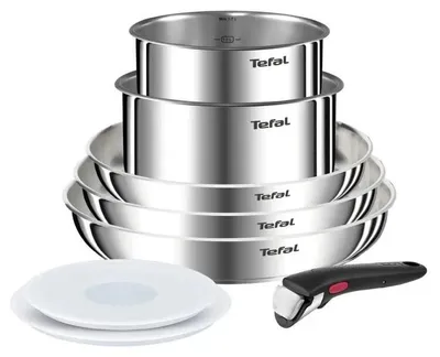 Produktbild von Topfset Tefal Emotion L8968S04 Edelstahl 8-teilig mit abnehmbarer Griff