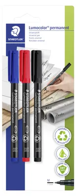 Produktbild von STAEDTLER Lumocolor 317 permanent-Universalstift M (1.0mm) Blisterkarte mit 3 Farben