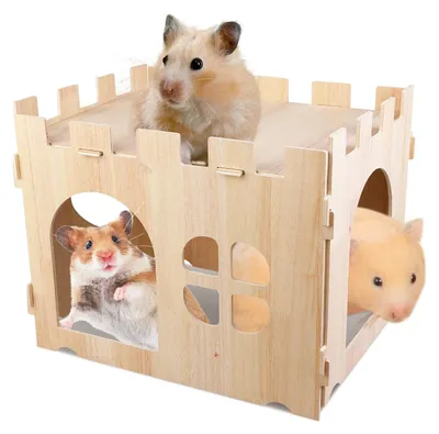 Immagine prodotto di Grande casetta in legno per conigli e area giochi per roditori