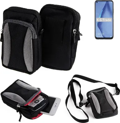 Produktbild von K-S-Trade Holster Schutz Hülle kompatibel mit Huawei P40 Lite Handy Hülle Gürteltasche Umhängetasche mit Zusatzfach schwarz
