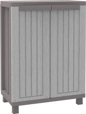 Zdjęcie produktu dla Plastikowa szafka do przechowywania z 2 półkami, 68 x 375 cm, szaro-beżowa