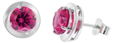 Image de trendor 21362-08 Boucles d'oreilles pour femmes en argent 925 avec zircone cubique rouge rubis