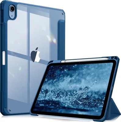 Produktbild von Fintie Hybrid Hülle für iPad (A16) 11 Generation 11 Zoll 2025, iPad 10 Generation 10.9 Zoll 2022 mit Stifthalter - Stoßfeste Schutzhülle mit transparenter Hartschale auf der Rückseite, Blau