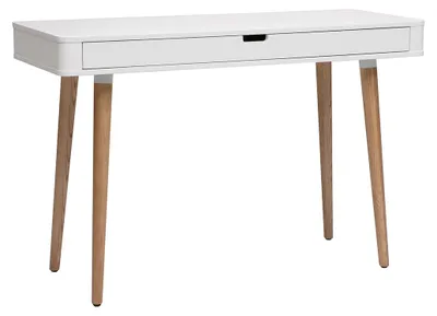 Produktbild von Miliboo - Schreibtisch skandinavisches Design Weiß und Holz L115 cm TOTEM