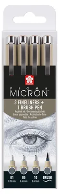 Zdjęcie produktu dla Sakura POXSDK4C Sakura Pigma Micron Fineliner-Set farbsortiert 0,25 + 0,45 + 0,60 mm, 4 St.