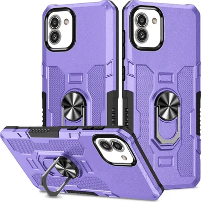 Produktbild von Galaxy A03 Hülle, Dual Layer Robuste Rüstung Ringhalter Ständer Schutzhülle für Samsung Galaxy A03 Lila