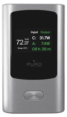 Zdjęcie produktu dla Powerbank Puro 45W 10000Mah Usb-A Usb-C Z Wyświetlaczem - Szary