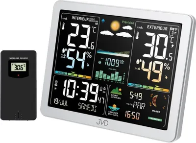 Obrázek produktu pro Bezdrátová meteorologická stanice s ukazatelem fáze měsíce a venkovním čidlem – výrobce JVD, model: RB3568