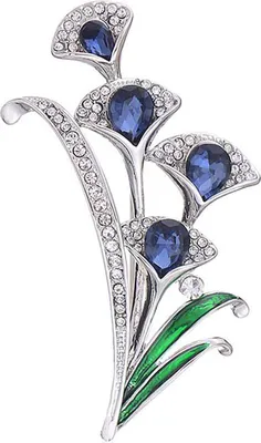 Produktbild von Brosche Blumenform Strass Design Legierung Mode Kleidung Brosche Pin für Party-Blau