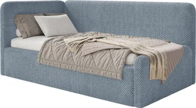 Obrázek produktu pro Selsey Fanko – dětská postel 90x200 cm s čelem vlevo, plyšová, modrá