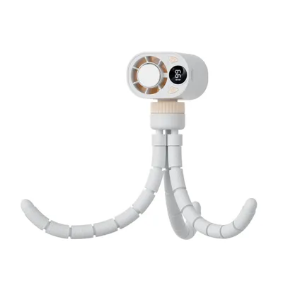 Produktbild von 3-in-1 Tragbarer Ventilator mit Eiskühlung, Mini Kühlventilator Akku, Wiederaufladbar, Eisventilator mit Flexibler Tripod, 360° drehbarer, Weiß
