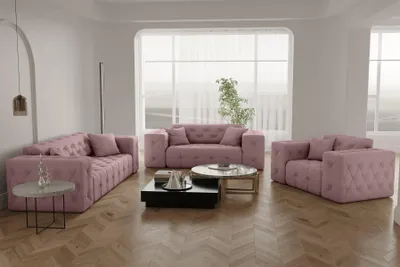 Produktbild von Sofaset Designersofa CHANTAL 3-2-1 in Stoff Opera Velvet Pink