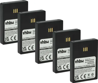 Produktbild von vhbw 5x Akku Ersatz für Ascom RB-D62-L, 600190/2C, 9D62 für schnurlos Festnetz Telefon (950 mAh, 3,7 V, Li-Ion) Schwarz