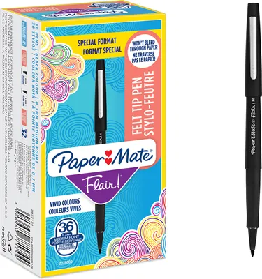 Produktbild von Paper Mate Flair Filzstifte | mittlere Spitze (0,7 mm) | schwarz | 36 Stück