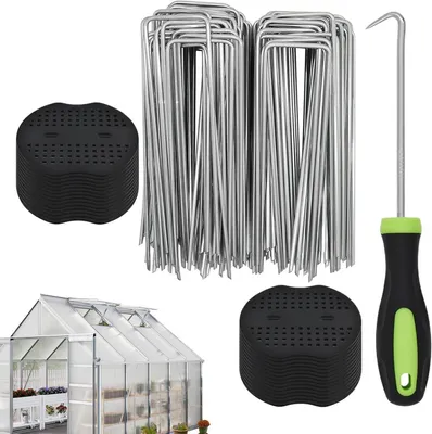 Image de Piquets en forme de U - Broches pour jardin - Fixation de paysages - Acier galvanisé - 15 cm - Argenté