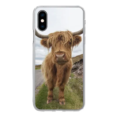 Produktbild von MuchoWow® Handyhülle Schutzhülle Hülle für iPhone X Schottischer Highlander - Hörner - Berg Silikon Softcase Handy Hülle - Handyhülle