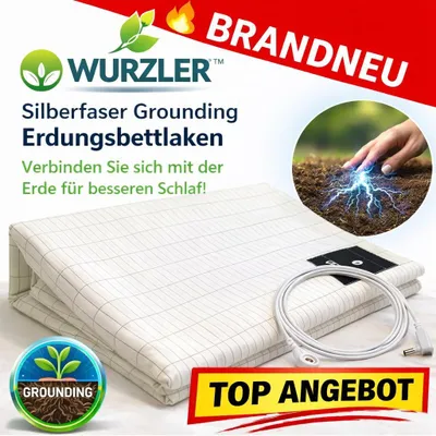 Produktbild von Wurzler™ Erdungsbettlaken Erdungslaken Spannbettlaken Silberfaser Grounding: 90x230cm