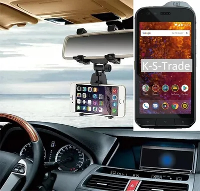 Produktbild von K-S-Trade Smartphone Halterung kompatibel mit Caterpillar Cat S61 Rückspiegel Halterung schwarz Auto Halterung KFZ Halter