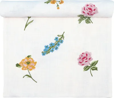 Produktbild von Greengate Estrid Tischläufer mit Stickerei white 140x45cm