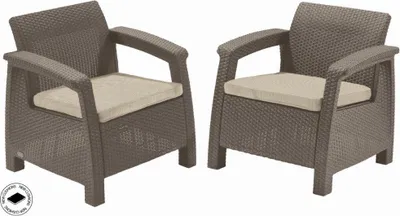 Obrázek produktu pro Zahradní sada Corfu II DUO - 75 x 70 x 79cm - cappucicno / krémová