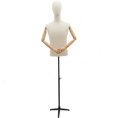 Immagine prodotto di Manichino da vetrina - Parte superiore del corpo (torso) - Altezza regolabile da 135 a 193 cm - Larghezza delle spalle 45 cm - Circonferenza del torace 96 cm - Treppiede stabile - Colore nero