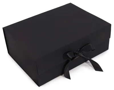 Produktbild von Domosfera Schwarze Geschenkbox mit Satinband 28x20x9cm
