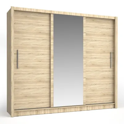 Produktbild von Schrank OZZULA mit 3 Schiebetüren und Spiegel in Sonoma-Eiche 248 cm