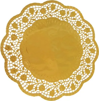 Immagine prodotto di Pizzo decorativo rotondo oro 36cm 4 pezzi - Wimex