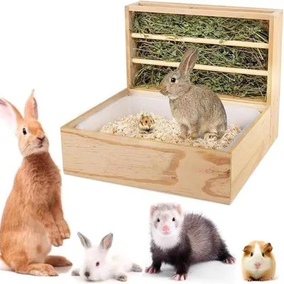 Productafbeelding van Hooihoeker voor knaagdieren - 2-in-1 hooi-voederdispenser - geschikt voor konijnen en cavia's - hooihoeker voor konijnenkooi - 43 x 135 x 315 cm