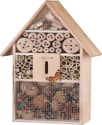 Produktbild von Famanu Insektenhotel 48x31x10 cm - Natürliches Holz-Bienenhaus für Garten und Balkon