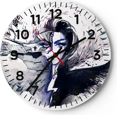 Produktbild von Wanduhr - Rund - Glasuhr - Erwachsene emotional Fantasie - 30x30cm - Schleichendes Uhrwerk - Lautlos - zum Aufhängen bereit - Dekoration Modern - Wanddekoration aus Glas - C4AR30x30-3062