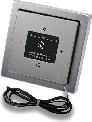 Produktbild von Busch Jäger DAB+ Unterputz Bluetooth (in and out) Radio (8217U-101) PUR Edelstahl, Komplett-Set 8217 U – 101, Rahmen und Radioabdeckung + 0,9 Meter EBROM Wurfantenne zur Empfangsoptimierung