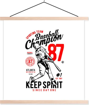 Produktbild von MuchoWow® Textilposter Baseball - Schläger - Vintage 120x120 cm mit holzfarbenen Rahmen - Textil-Poster