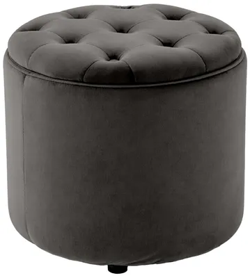Produktbild von CLP Sitzhocker Pantin Samt mit Stauraum Fußhocker gepolstert Chesterfield-Design grau
