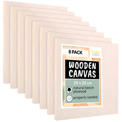 Productafbeelding van Creative Deco Houten Schilderborden, 20 x 20 cm, Set van 8 Stuks