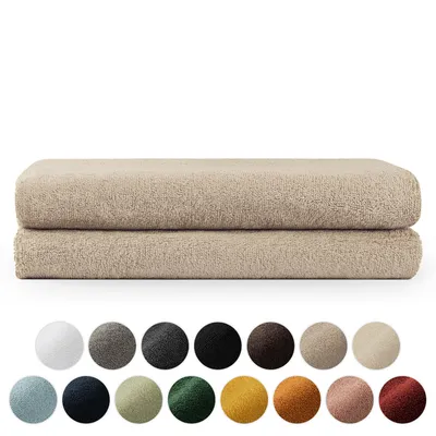 Image de Blumtal Premium Set de serviettes éponge avec boucles de suspension - coton  Oeko-TEX, doux, très absorbant - 2X serviette de bain (70x140 cm), taupe
