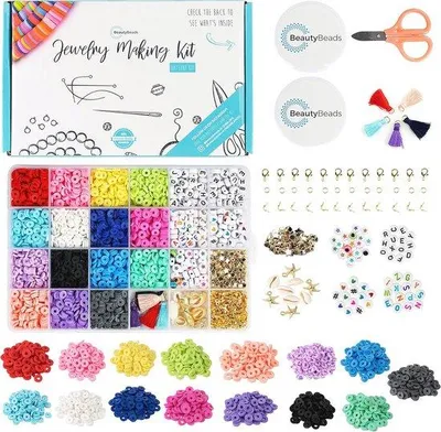 Produktbild von Perlenset aus Polymerklay, 3000 Perlen, 15 Farben, DIY Schmuck