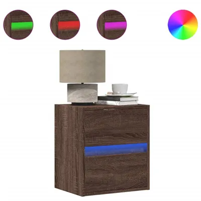 Image de vidaXL Armoire TV murale avec éclairage LED aspect chêne 41x31x45 cm