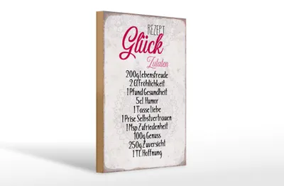Produktbild von Holzschild Spruch 20x30cm Rezept Glück Zutaten Schild