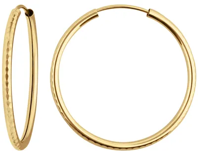 Paar-Ohrringe-Creolen-rund-gehämmert-aus-375-Gelbgold-29x2mm